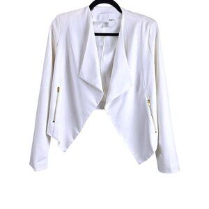 Bar III Open Front Cardigan Waterfall Moto White Jacket